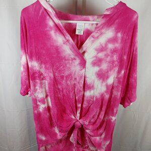 Time & Tru Maternity Top Sz L Tie-Dye Short Sleeve Casual Pregnancy Shirt NEW
